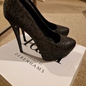Stylish Black Lace Heels by Debenhams